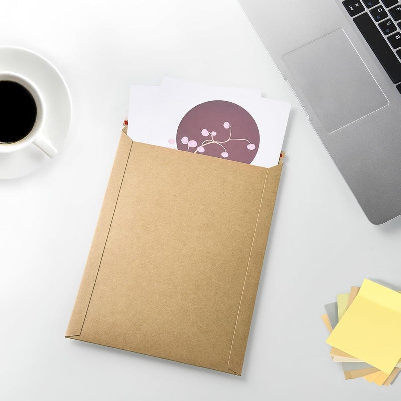 zmybcpack 50 Pack 7x9 inch Kraft Rigid Mailer Self Seal Photo Document Mailers, Stay Flat Kraft Cardboard Envelopes Photography Mailers for CD, Photos, Document - Image 4